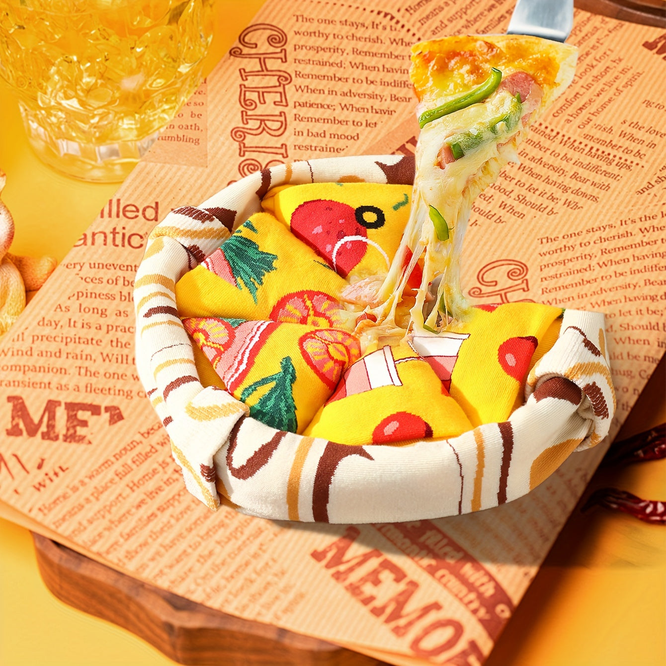 Pizza Socken - 4er Pack