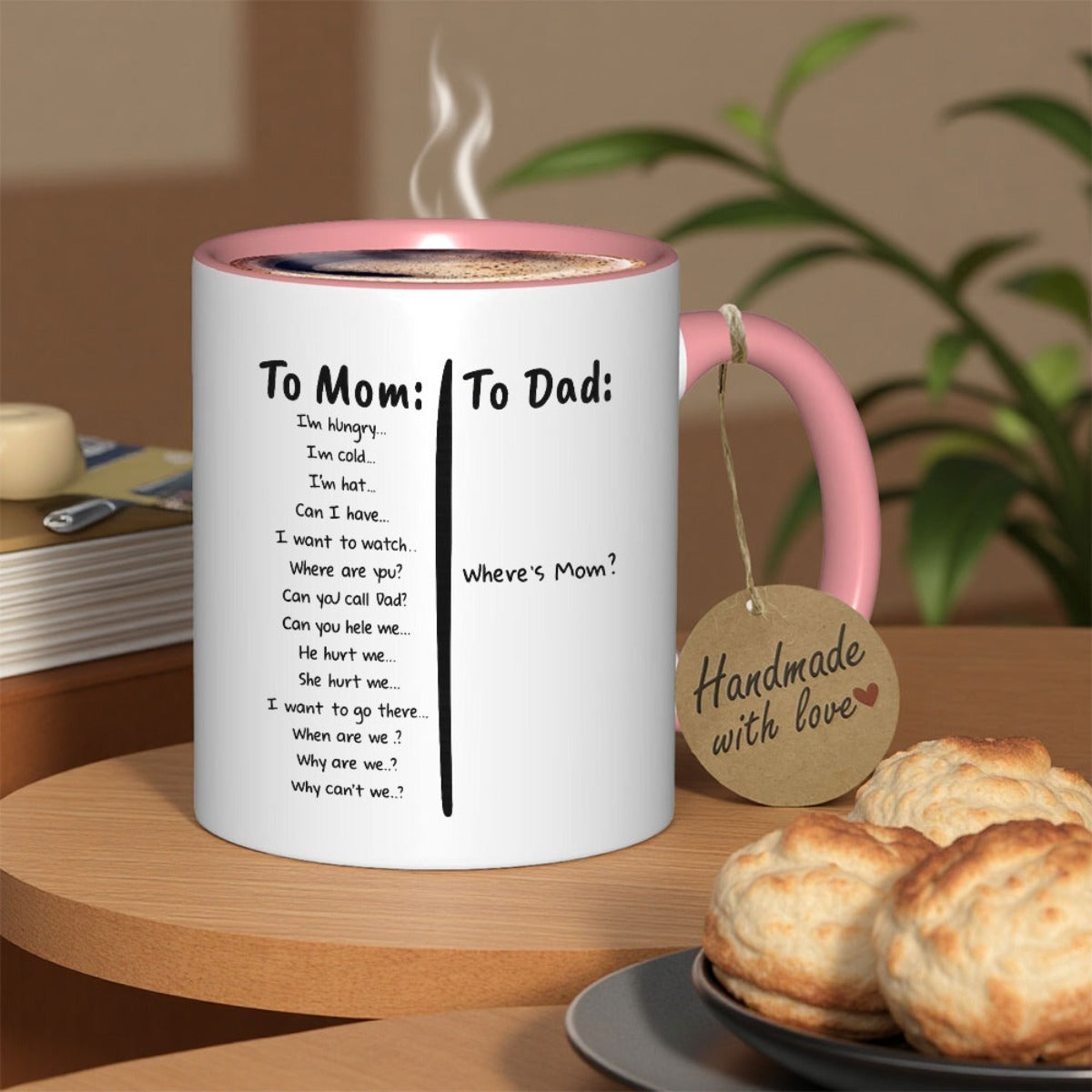 Lustige Eltern-Tasse – „To Mom / To Dad"
