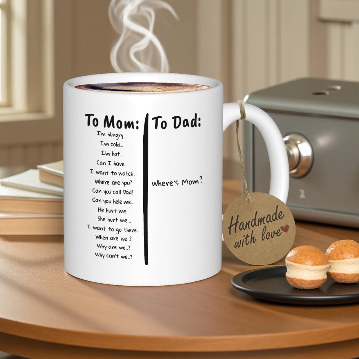 Lustige Eltern-Tasse – „To Mom / To Dad"