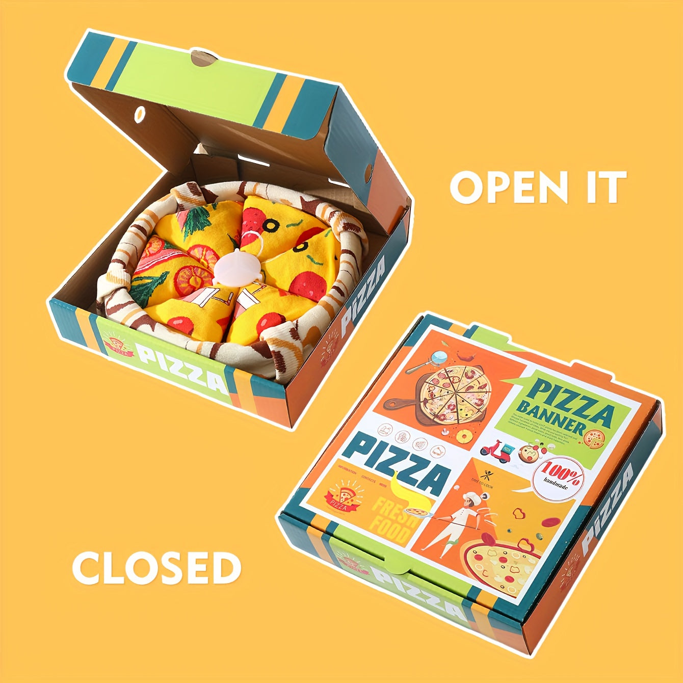 Pizza Socken - 4er Pack