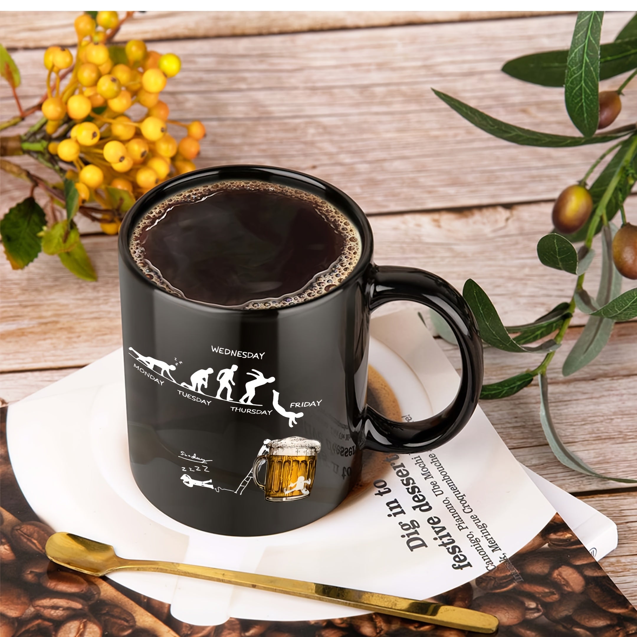 Kaffeetasse – „Evolution bis Freitag Bier“