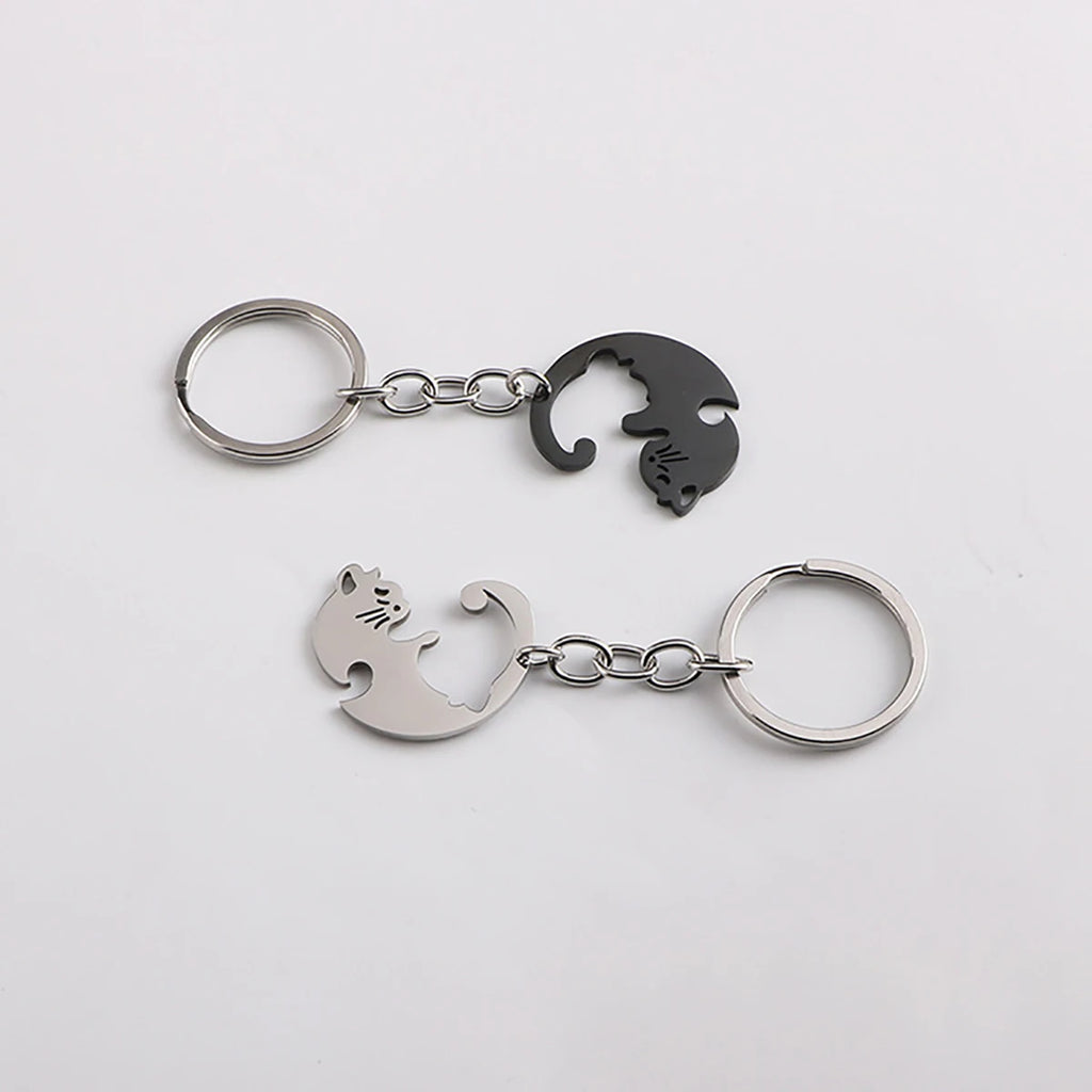 Partner Schlüsselanhänger – Herz & Kreis Katzen