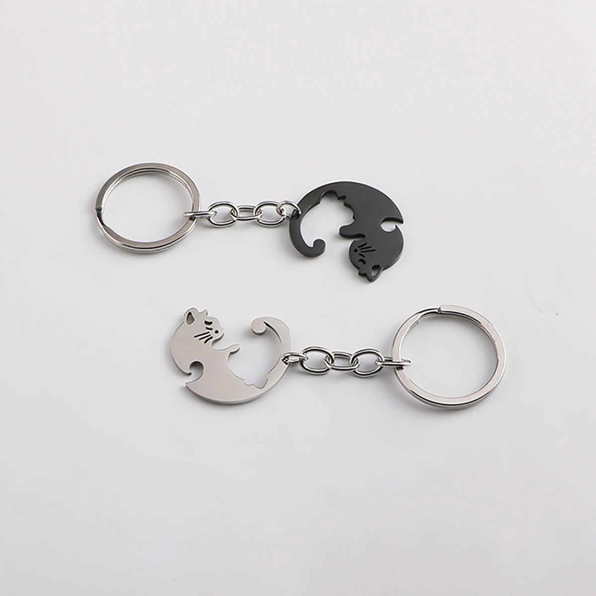 Partner Schlüsselanhänger – Herz & Kreis Katzen