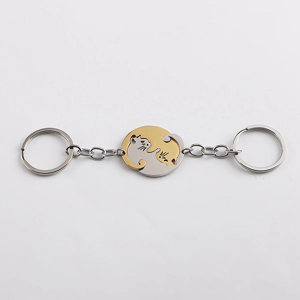 Partner Schlüsselanhänger – Herz & Kreis Katzen