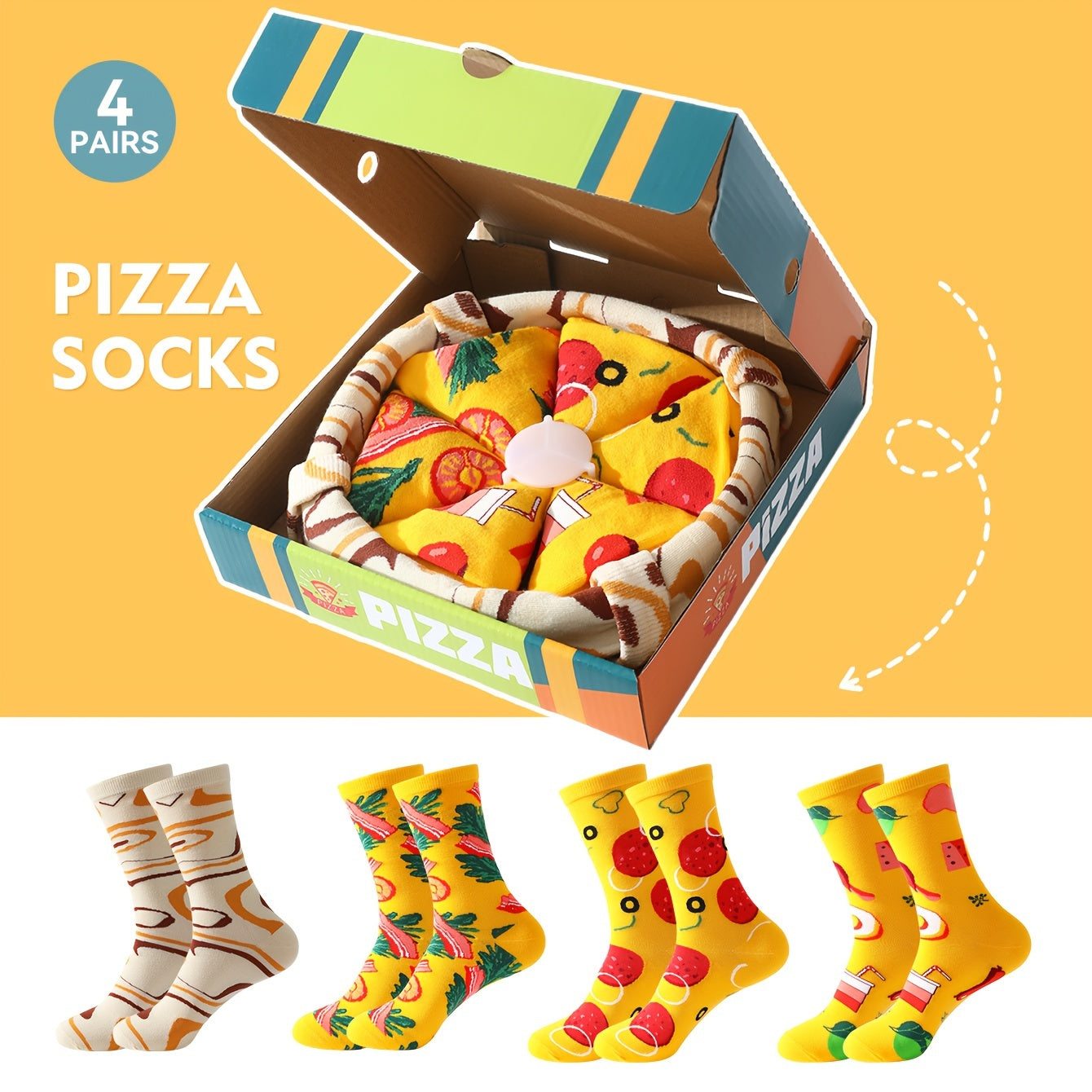 Pizza Socken - 4er Pack